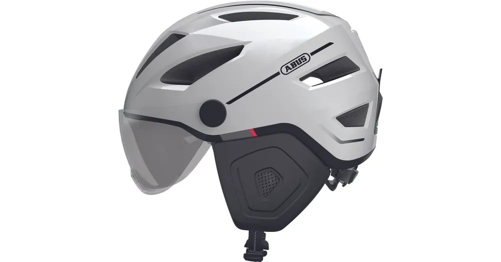 Korlátozott ajánlat ABUS kerékpáros városi sisak Pedelec 2.0 ACE, In-Mold, beépített átlátszó szemüveggel, pearl white, M (52-57 cm)