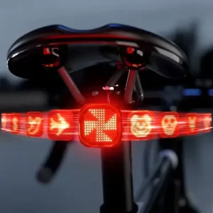 Cyclami CY180T USB-ről tölthető hátsó lámpa, féklámpa funkcióval, távirányítós, irányjelzős, emoji, gumipántos, fekete Biztonságos fizetés