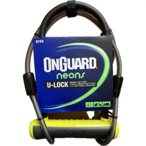 Biztonságos vásárlás OnGuard Neon 8154 U-lakat, 230x115x13 mm, vázkonzollal, 1200x10 mm-es sodronnyal, fekete-sárga