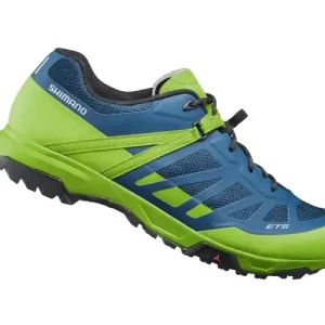 Végkiárusítás Shimano SH-ET500 trekking/túra kerékpáros cipő, fűzős, neon sárga-türkiz, 45-ös
