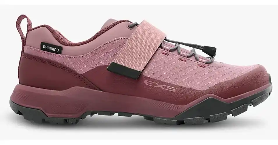 Rendeld meg most Shimano SH-EX500 női trekking és túra kerékpáros cipő, tépőzáras - fűzős, SPD, rózsaszín-mályva színű, 42-es
